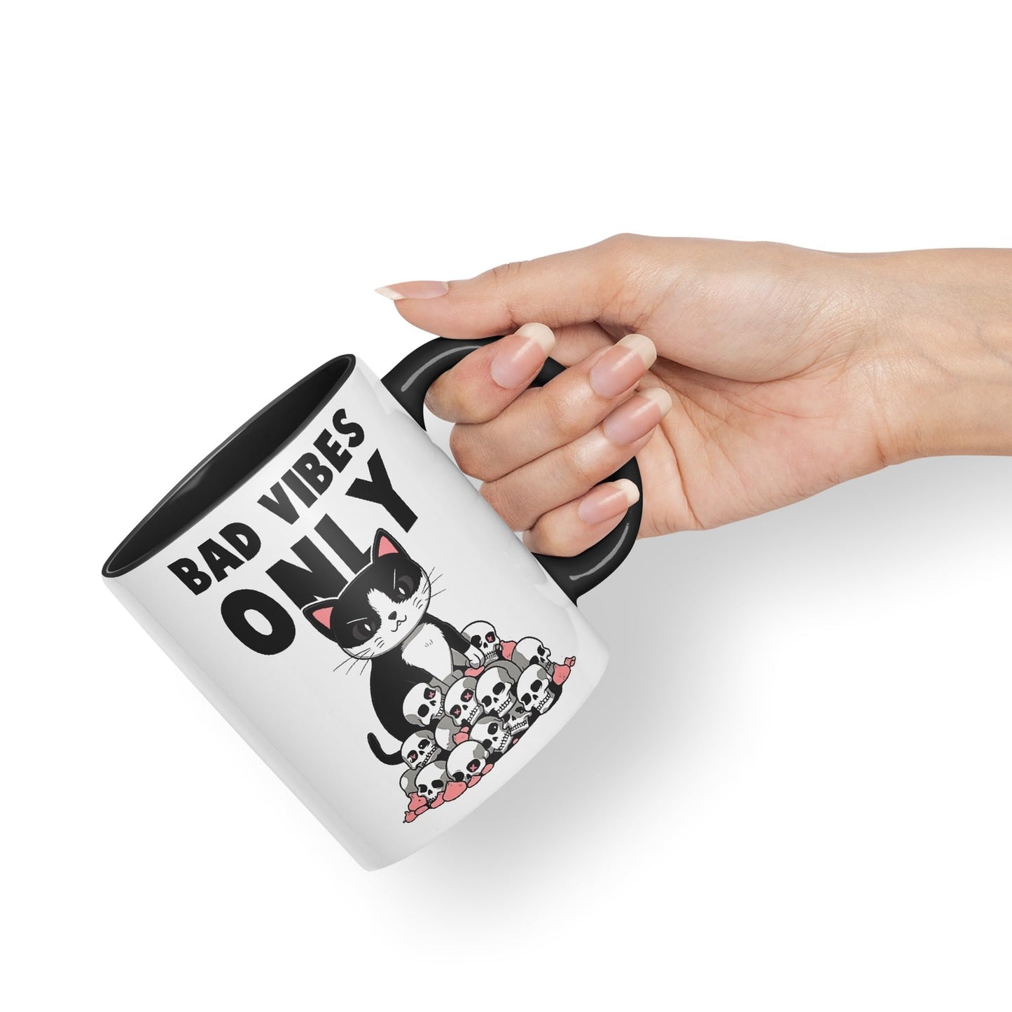 Bad Vibes Cats Sarcastic Joke Ceramic Coloured Mug Cup for Tea Coffee Hot Brew 330ml 11oz