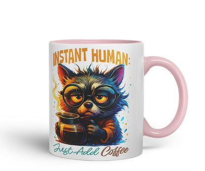 Vixar Instant Human Just Add Coffee Funny Dog Mug – Coloured Ceramic Mug Cup Gift, 11oz (Black)