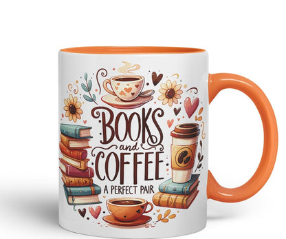 Books and Coffee A Perfect Pair Coloured Mug Cup for Readers 11oz (Black)