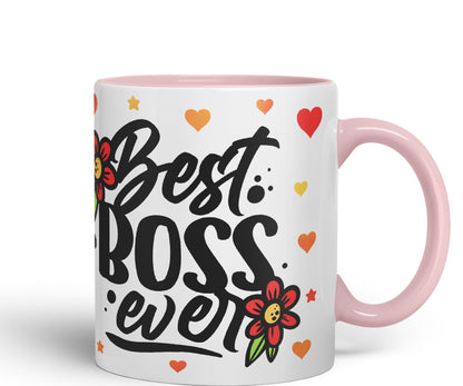 Vixar Best Boss Ever Joke Coloured Ceramic Mug Cup Gift 330ml 11oz Work Office Tea Coffee
