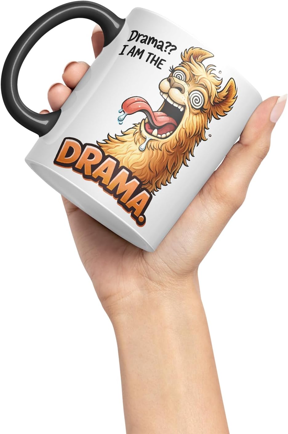 Vixar Drama I Am The Drama Llama Coloured Ceramic Mug Cup Gift, 11oz (Black)