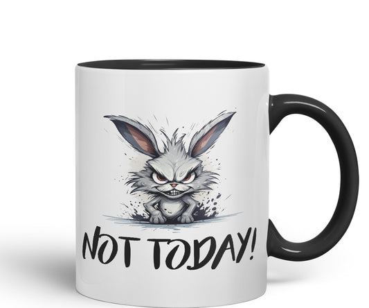 Not Today! Hunry Bunny Hare Joke sarkasm Sarcastic Ceramic Coloured Mug Cup for Tea Coffee Hot Brew 330ml 11Oz Gift