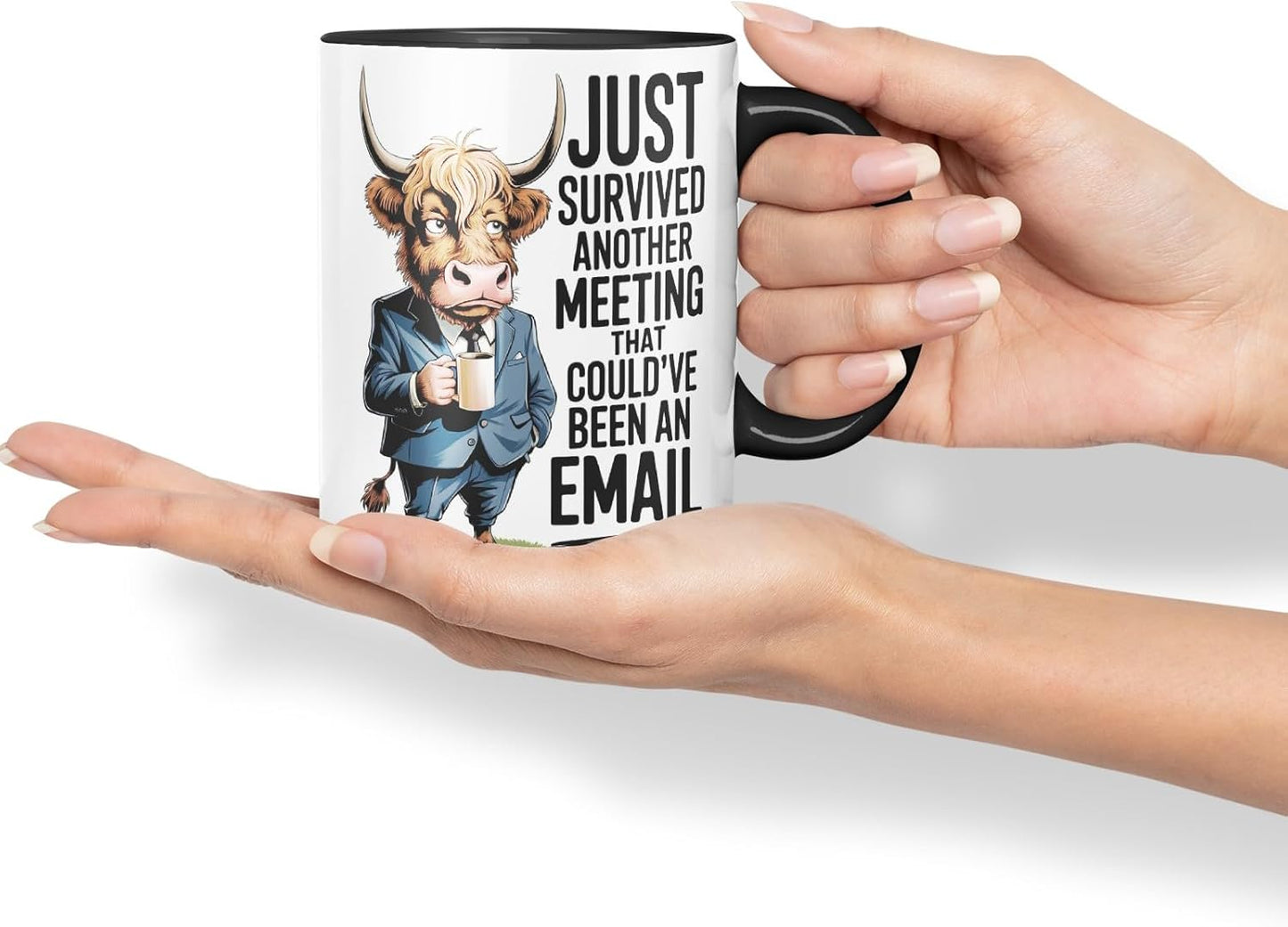 Vixar Just Survived Another Meeting That Could’ve Been an Email – Coloured Ceramic Mug Cup Gift, 11oz (Black)