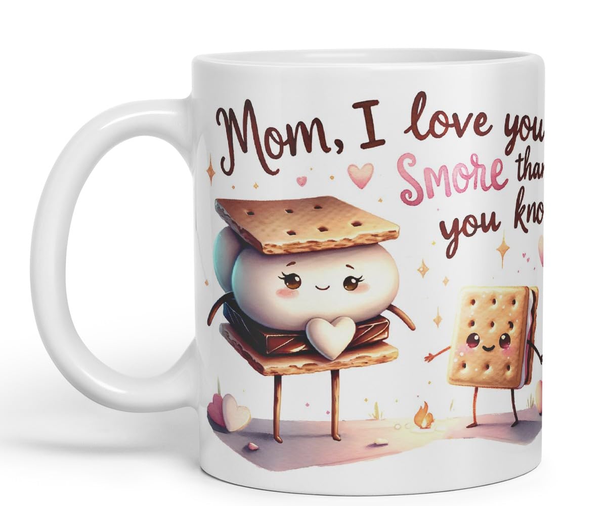 Vixar Mom, I Love You S’More Than You Know Coloured Mug Cup Cute Mother’s Day Gift 11oz (Black)