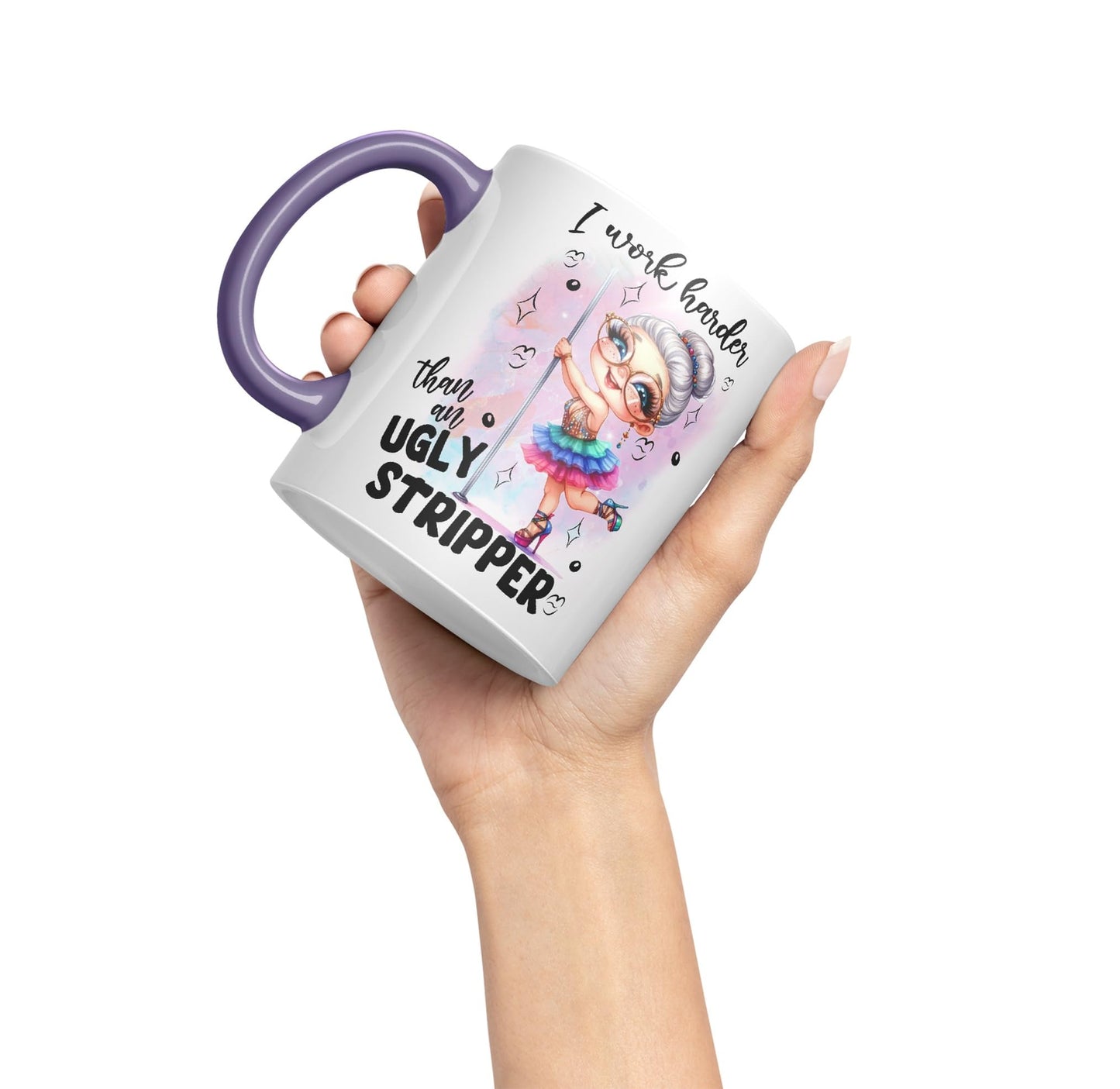 I Work Harder Than an Ugly Striper, Joke sarkasm Sarcastic Ceramic Coloured Mug Cup for Tea Coffee Hot Brew 330ml 11Oz Gift