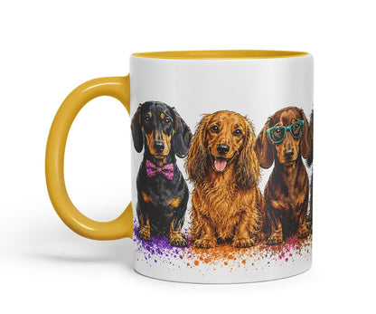 Vixar Dachshund Dog Mug – Cute Sausage Dog Coloured Ceramic Mug Cup Gift, 11oz (Black)