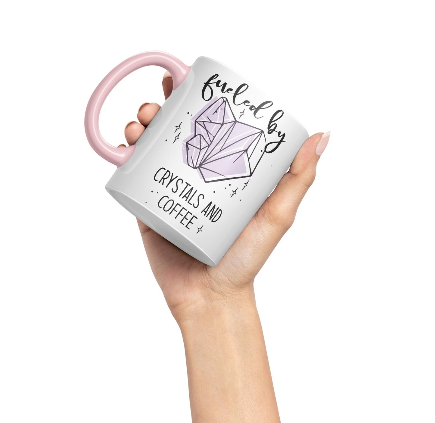 Fueled by Crystals Sugar and Coffee Sarcastic Joke Ceramic Coloured Mug Cup for Tea Coffee Hot Brew 330ml 11Oz