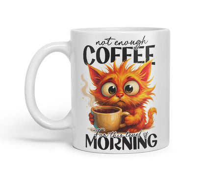 Vixar Not Enough Coffee for This Level of Morning Funny Cat Mug – Coloured Ceramic Mug Cup Gift, 11oz (Black)