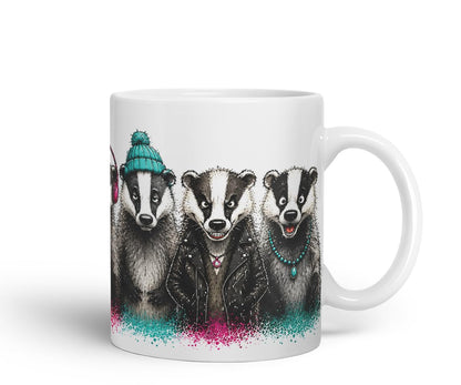 Vixar Funny Badger Mug – Cute Badger Animal Coloured Ceramic Mug Cup Gift, 11oz (Black)