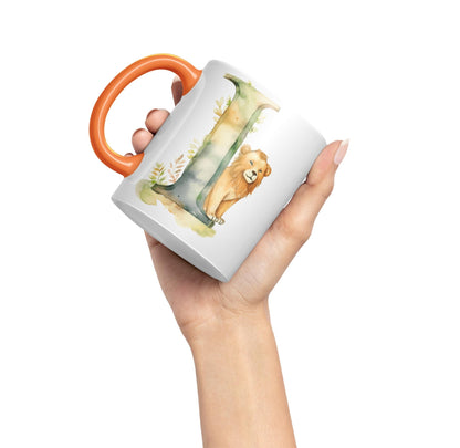 Letter I mug, Animals Alphabet Letter I Monogram animal for kids Ceramic Coloured Mug Cup for Tea Coffee Hot brew 330ml 11Oz Gift