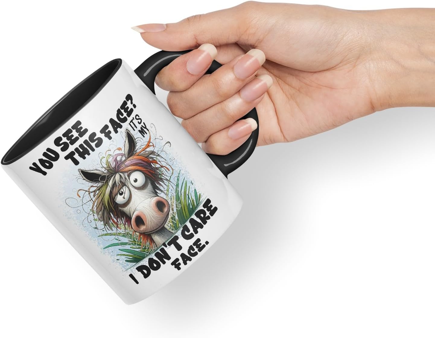 Vixar You See This Face It’s My I Don’t Care Face Funny Highland Cow Coloured Mug Cup 11oz (Black)