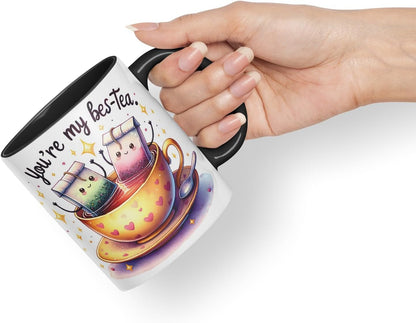 Vixar You’re My BES-Tea Coloured Ceramic Cup Mug – Gift for Best Friend, Couple or Coworker – 11oz (Black)