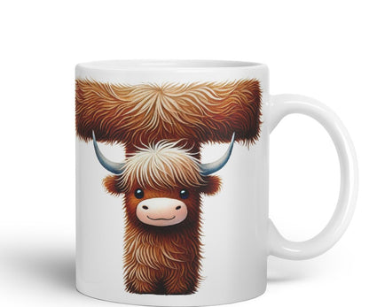 Highland Cow Alphabet Monogram Coloured Ceramic Cup Mug Letter T Rustic Farmhouse Animal Letter Gift V2 11oz (Black)