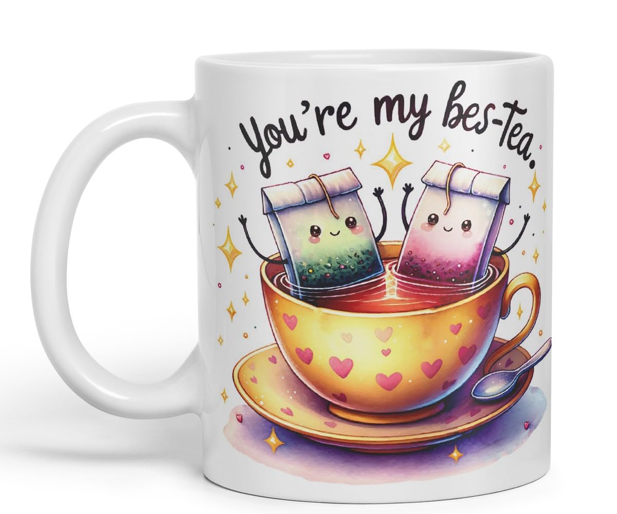 Vixar You’re My BES-Tea Coloured Ceramic Cup Mug – Gift for Best Friend, Couple or Coworker – 11oz (Black)