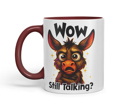 Wow Still Talking Sarcastic Donkey – Coloured Ceramic Mug Cup Gift, 11oz (Black)