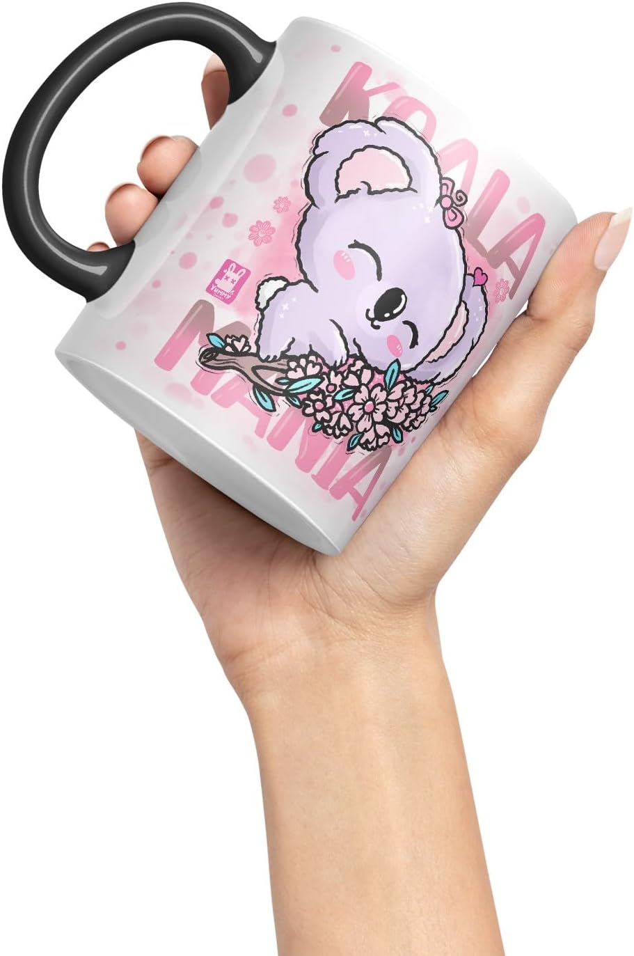 Vixar Mug Koala Mania with Cute Koala Ceramic Coloured Mug Cup 330ml (Black)