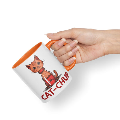 Cat-Chup, Cat Kitten Joke sarkasm Sarcastic Ceramic Coloured Mug Cup for Tea Coffee Hot Brew 330ml 11Oz Gift