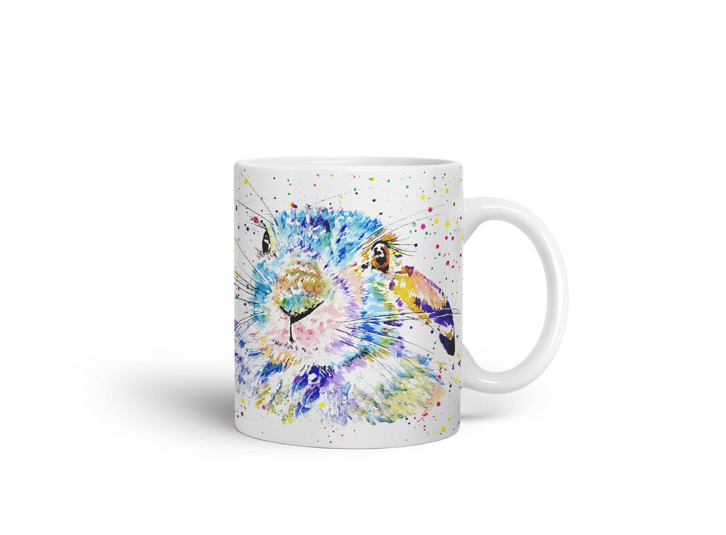 Vixar Bunny Rabbit Hare Animals Watercolour Art Coloured Mug Cup Gift Birthday Work Office Tea Coffee