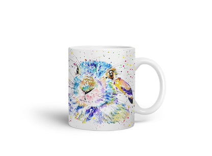 Vixar Bunny Rabbit Hare Animals Watercolour Art Coloured Mug Cup Gift Birthday Work Office Tea Coffee