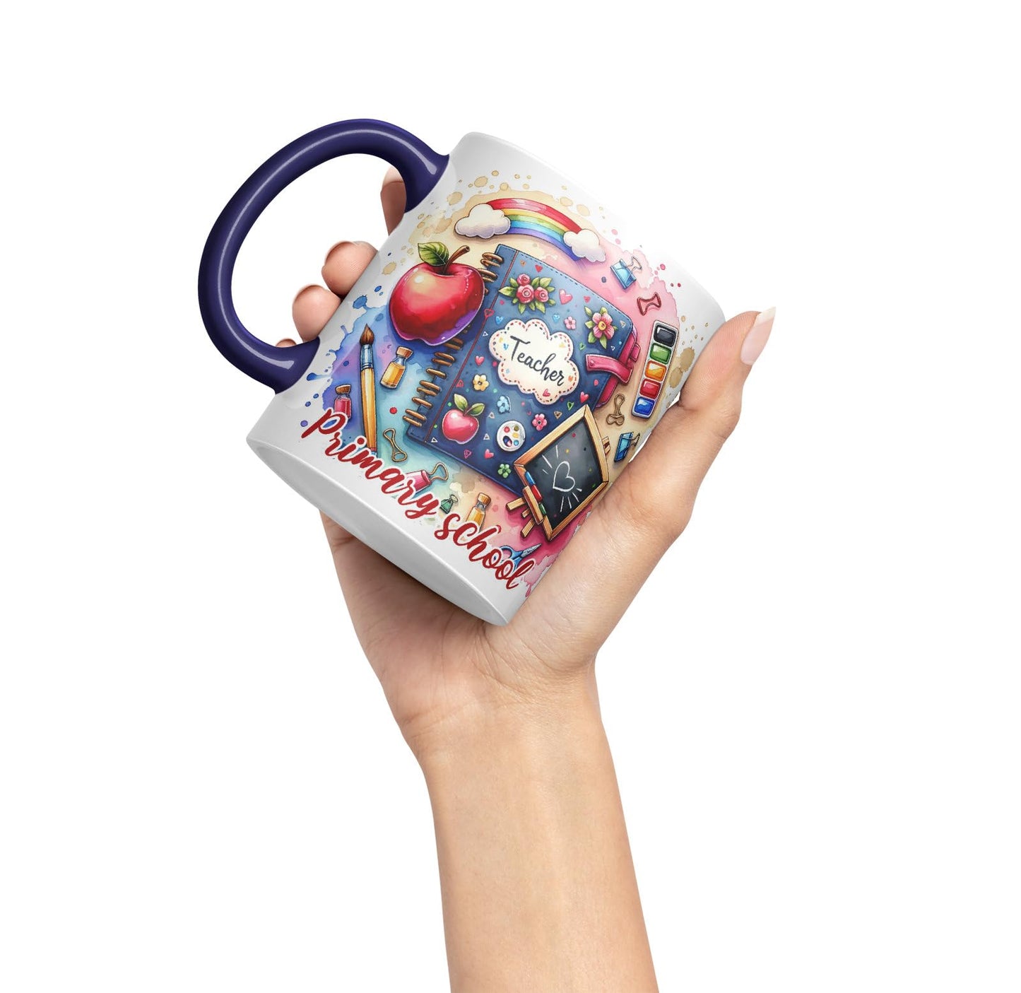 Vixar Primary School Teacher Mug Thank You, End of School Gift Ceramic Coloured Mug Cup for Tea Coffee Hot Brew 330ml 11Oz Gift