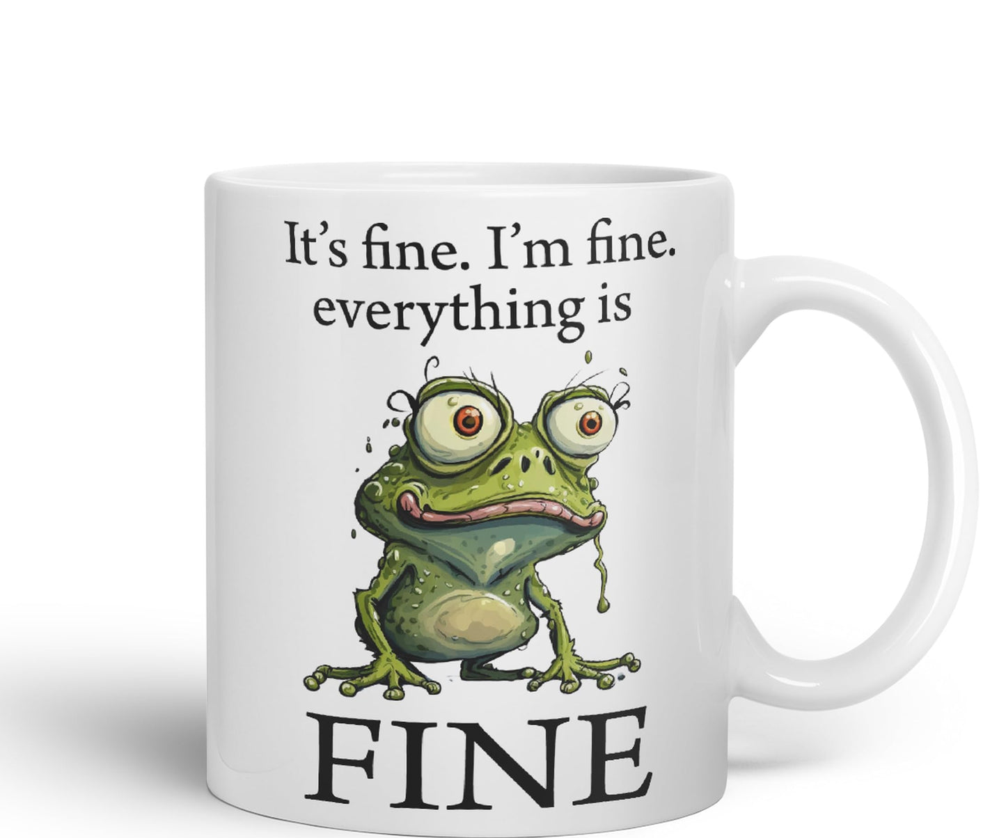 Vixar Frog It's fine I'm fine Everything is fine Joke Sarcastic Ceramic Mug Coloured Mug Cup Gift Tea Coffee Christmas