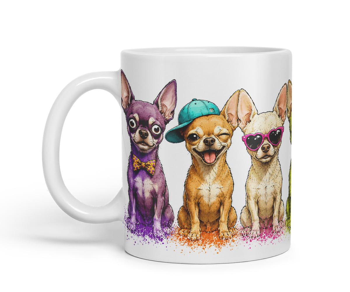 Vixar Short Hair Chihuahua Dog Mug – Cute Chihuahua Coloured Ceramic Mug Cup Gift, 11oz (Black)
