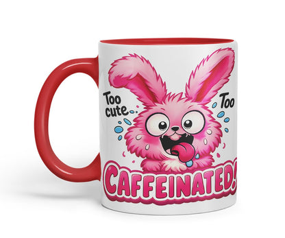 Vixar Too Cute Too Caffeinated Funny Bunny Mug – Coloured Ceramic Mug Cup Gift, 11oz (Black)