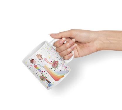 Vixar Wedding Mrs and Mrs Pride Lesbian Gay Watercolour Art Coloured Mug Cup Gift Birthday Work Office Tea Coffee