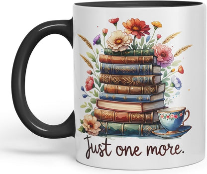 Vixar Just One More Chapter Coloured Mug Cup Cozy Reading Gift 11oz (Black)