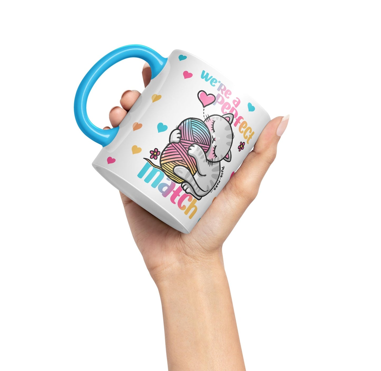 We're a Perfect Match cat Lover Coloured Ceramic Mug Cup Gift 330ml 11oz Work Office Tea Coffee Gift