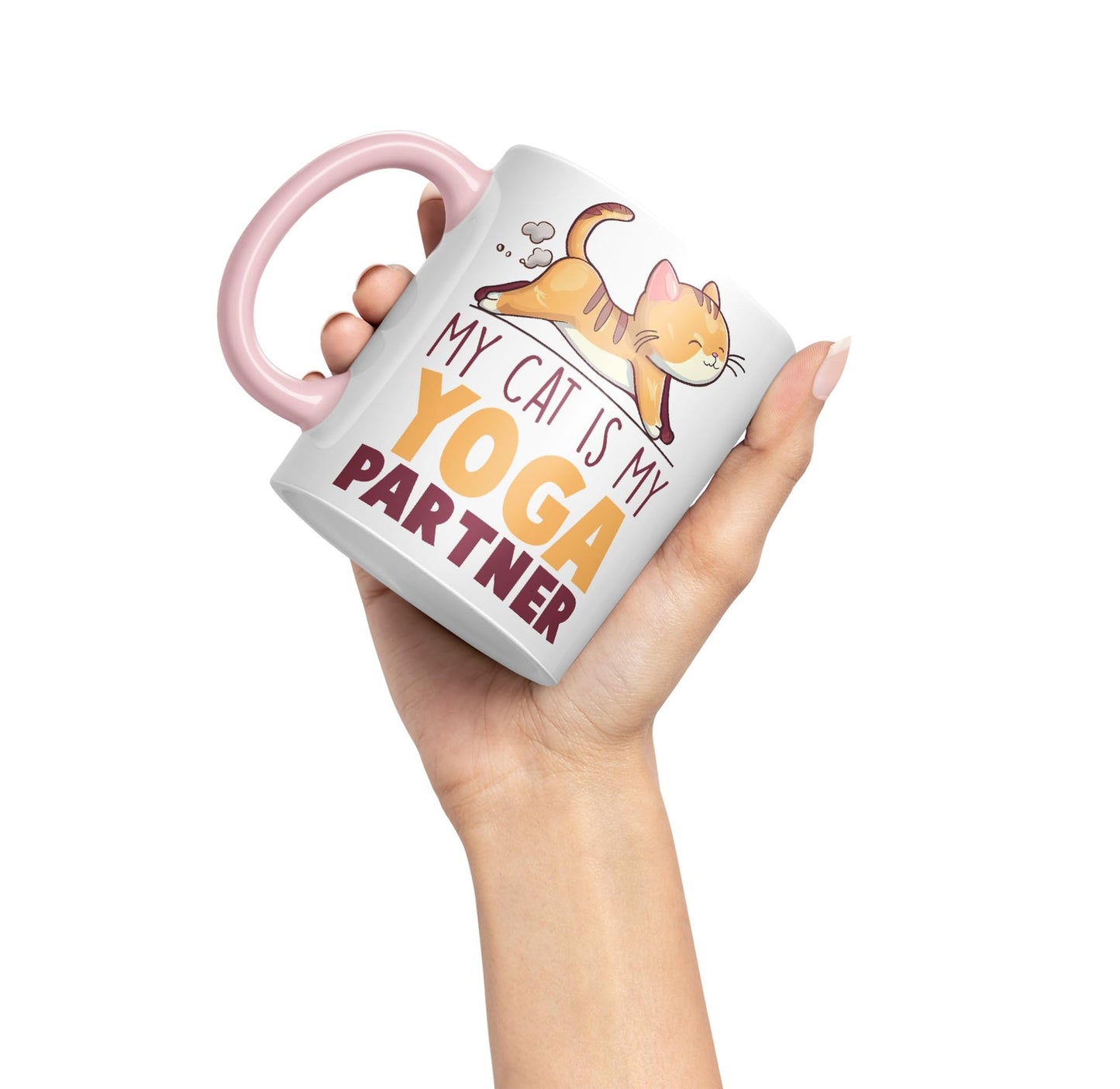 My cat is My Yoga Partner, cat Sarcastic Joke Ceramic Coloured Mug Cup for Tea Coffee Hot Brew 330ml 11Oz