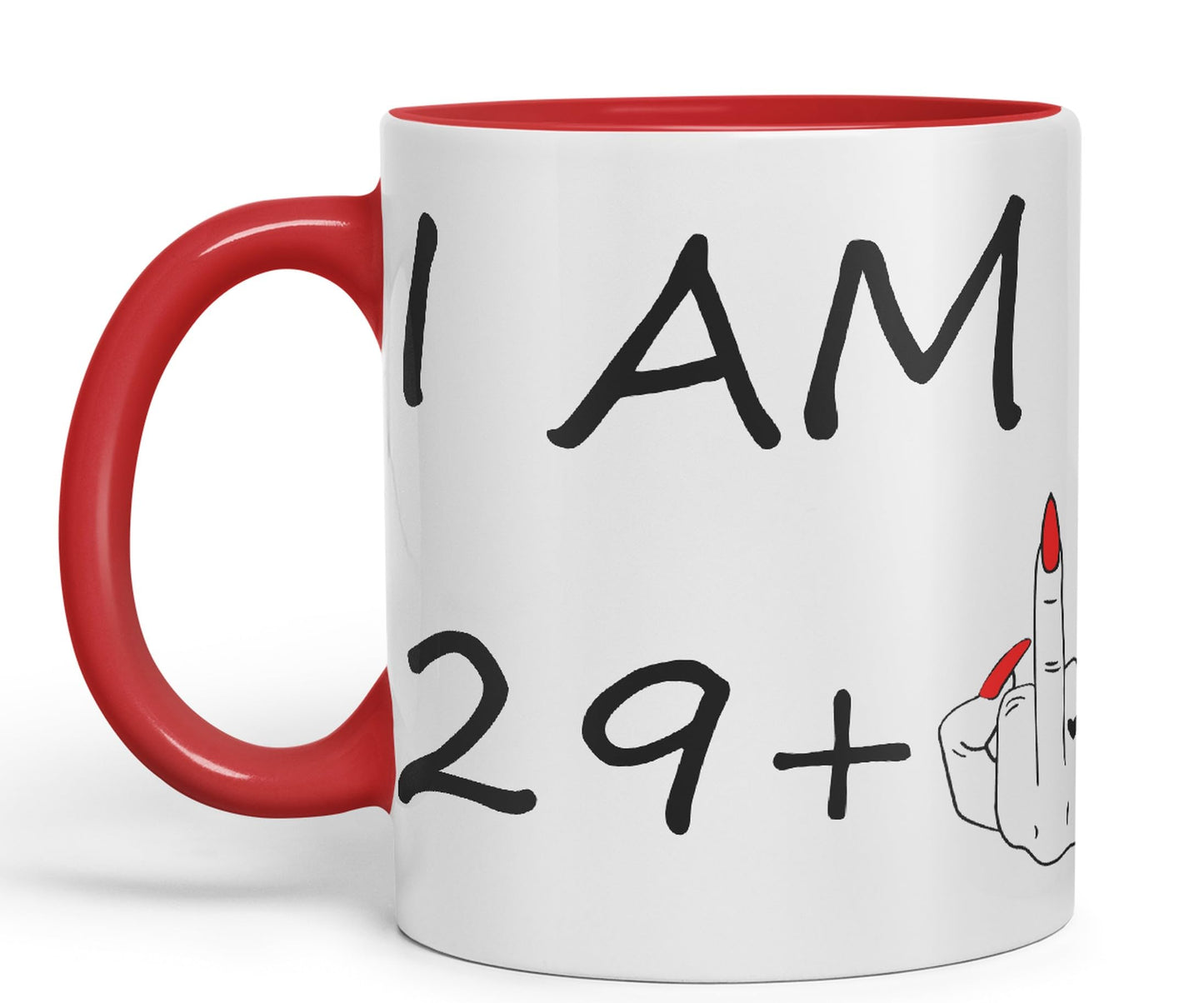 Vixar I am 29 + 1 Woman Hand Ceramic 330 ml, 11oz Coloured Mug Cup Gift Coffee Tea Happy Birthday Turning 30 Years Old as a Joke Celebration 30th Birthday Gift idea