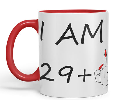 Vixar I am 29 + 1 Woman Hand Ceramic 330 ml, 11oz Coloured Mug Cup Gift Coffee Tea Happy Birthday Turning 30 Years Old as a Joke Celebration 30th Birthday Gift idea