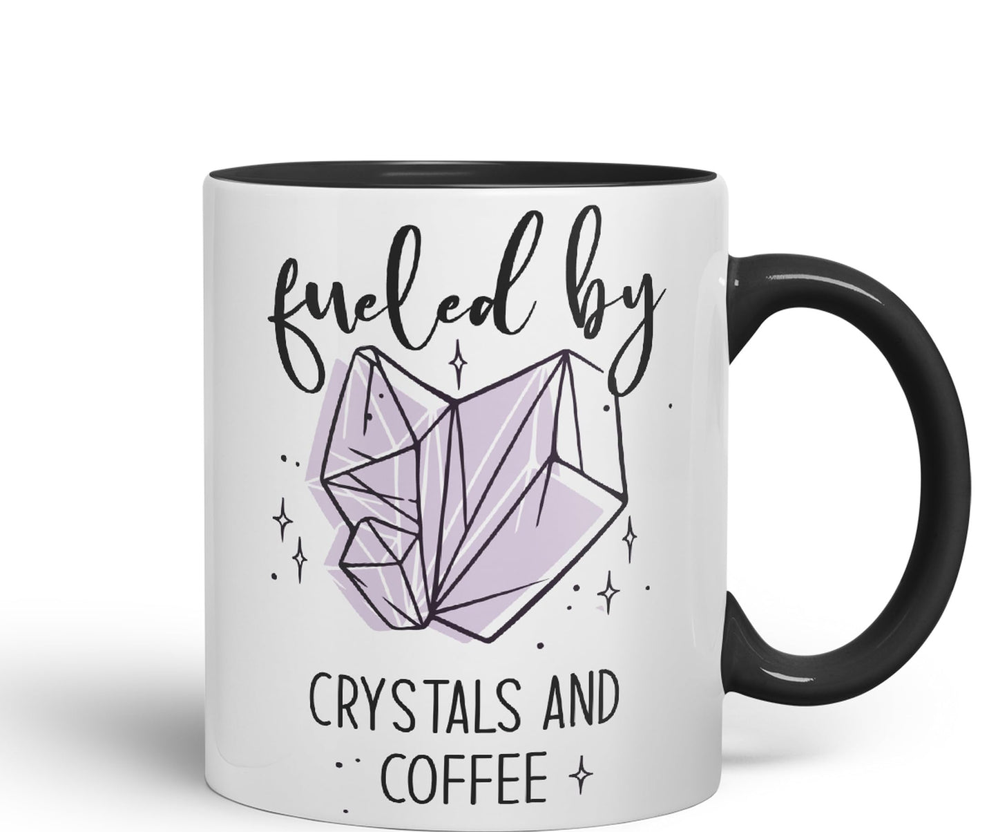 Fueled by Crystals Sugar and Coffee Sarcastic Joke Ceramic Coloured Mug Cup for Tea Coffee Hot Brew 330ml 11Oz