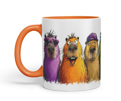 Vixar Funny Capybaras Mug – Cute Capybara Animal Coloured Ceramic Mug Cup Gift, 11oz (Black)