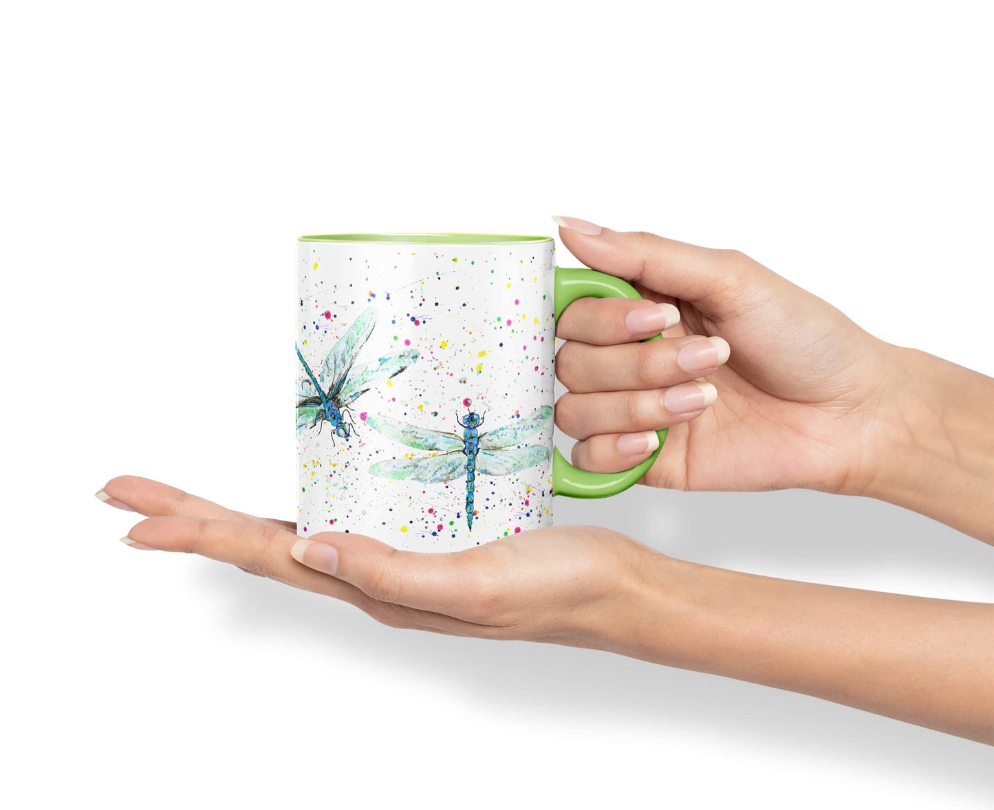 Vixar Dragonflies Dragonfly Insect Animals Watercolour Art Coloured Mug Cup Gift Birthday Work Office Tea Coffee