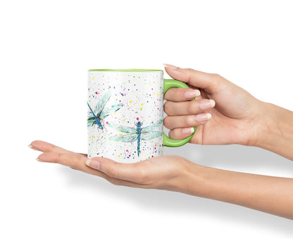 Vixar Dragonflies Dragonfly Insect Animals Watercolour Art Coloured Mug Cup Gift Birthday Work Office Tea Coffee