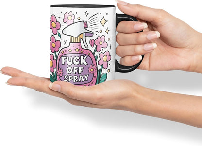 Vixar F** Off Spray – Coloured Ceramic Mug Cup Gift, 11oz (Black)