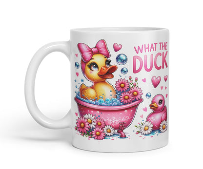 What The Duck Funny Mug – Coloured Ceramic Mug Cup Gift, 11oz (Black)