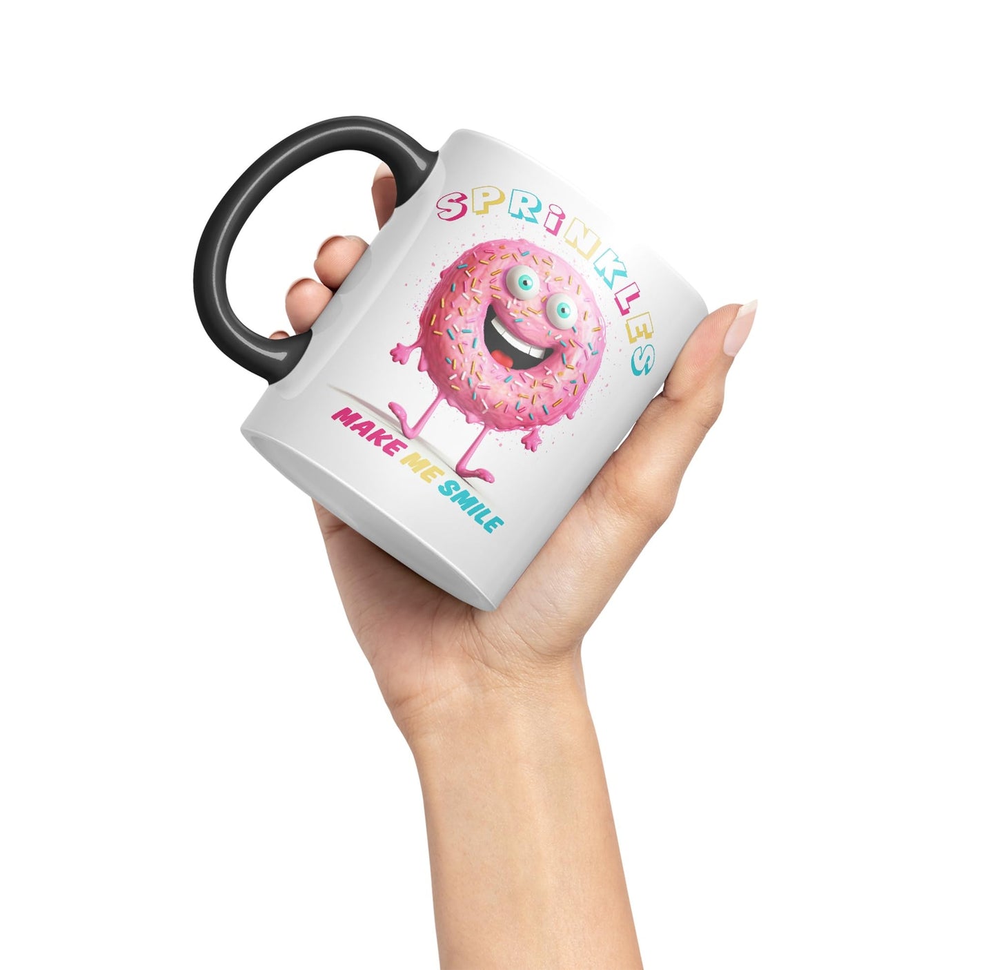 Sprinkles Make Me Smile Sweet Joke sarkasm Sarcastic Ceramic Coloured Mug Cup for Tea Coffee Hot Brew 330ml 11Oz Gift