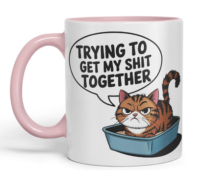 Vixar Trying to Get My Shit Together – Coloured Ceramic Mug Cup Gift, 11oz (Black)