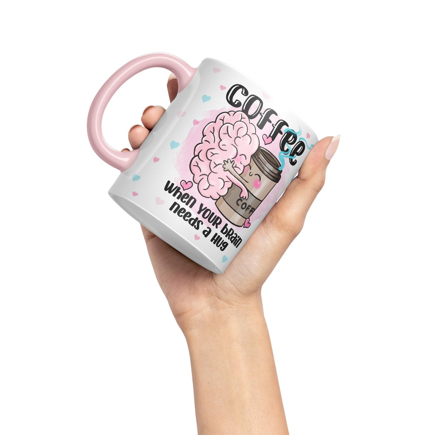 Vixar Coffee When You Brain Needs a Hug Ceramic Coloured Mug Cup Gift Tea Coffee Christmas Office Home Joke Sarcastic