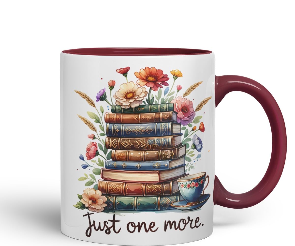 Vixar Just One More Chapter Coloured Mug Cup Cozy Reading Gift 11oz (Black)