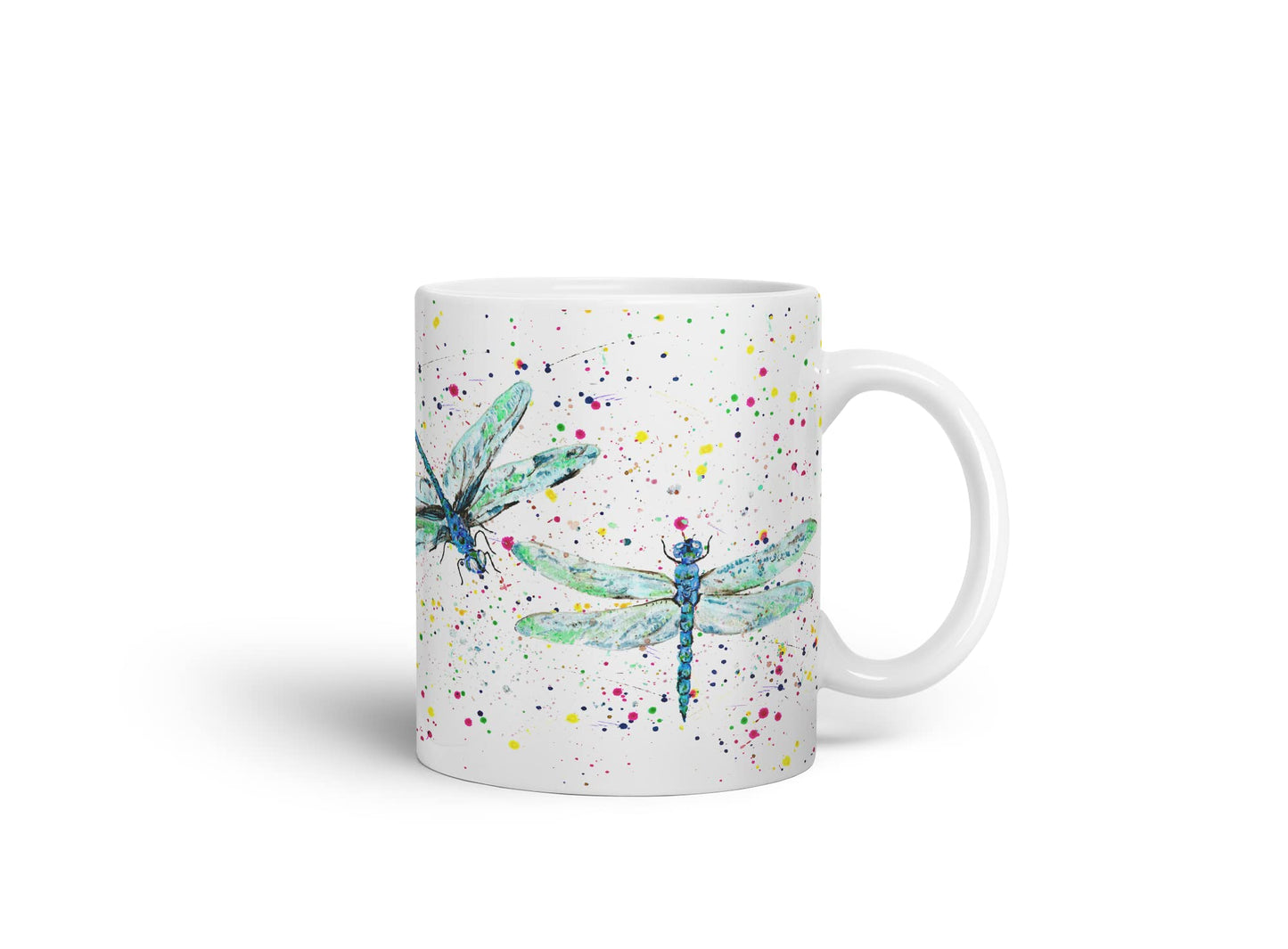 Vixar Dragonflies Dragonfly Insect Animals Watercolour Art Coloured Mug Cup Gift Birthday Work Office Tea Coffee