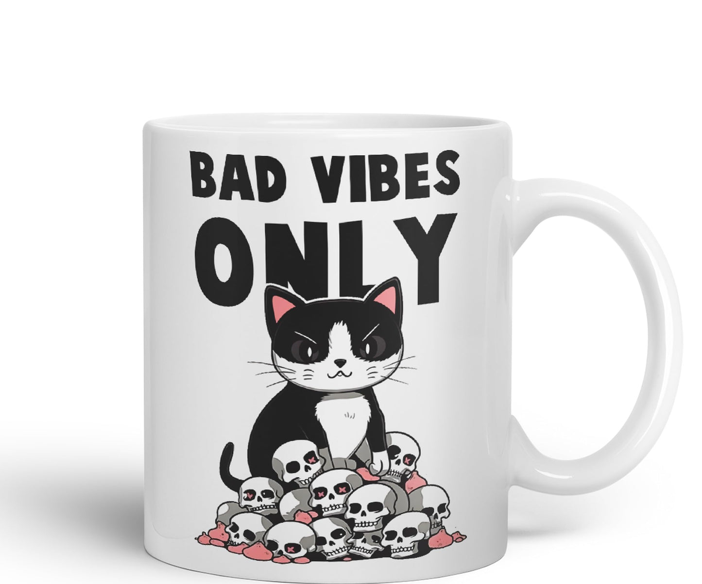 Bad Vibes Cats Sarcastic Joke Ceramic Coloured Mug Cup for Tea Coffee Hot Brew 330ml 11oz