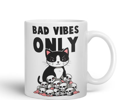 Bad Vibes Cats Sarcastic Joke Ceramic Coloured Mug Cup for Tea Coffee Hot Brew 330ml 11oz