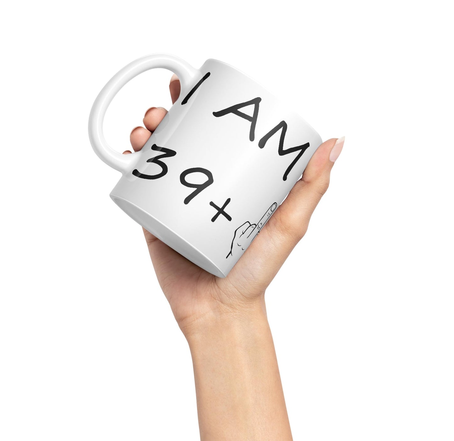 Vixar I am 39 + 1 Man Hand Ceramic 330 ml, 11oz Coloured Mug Cup Gift Coffee Tea Happy Birthday Turning 40 Years Old as a Joke Celebration 40th Birthday Gift idea