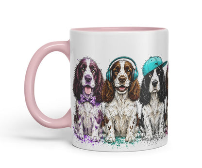 Vixar English Springer Spaniel Dog Mug – Cute Spaniel Coloured Ceramic Mug Cup Gift, 11oz (Black)