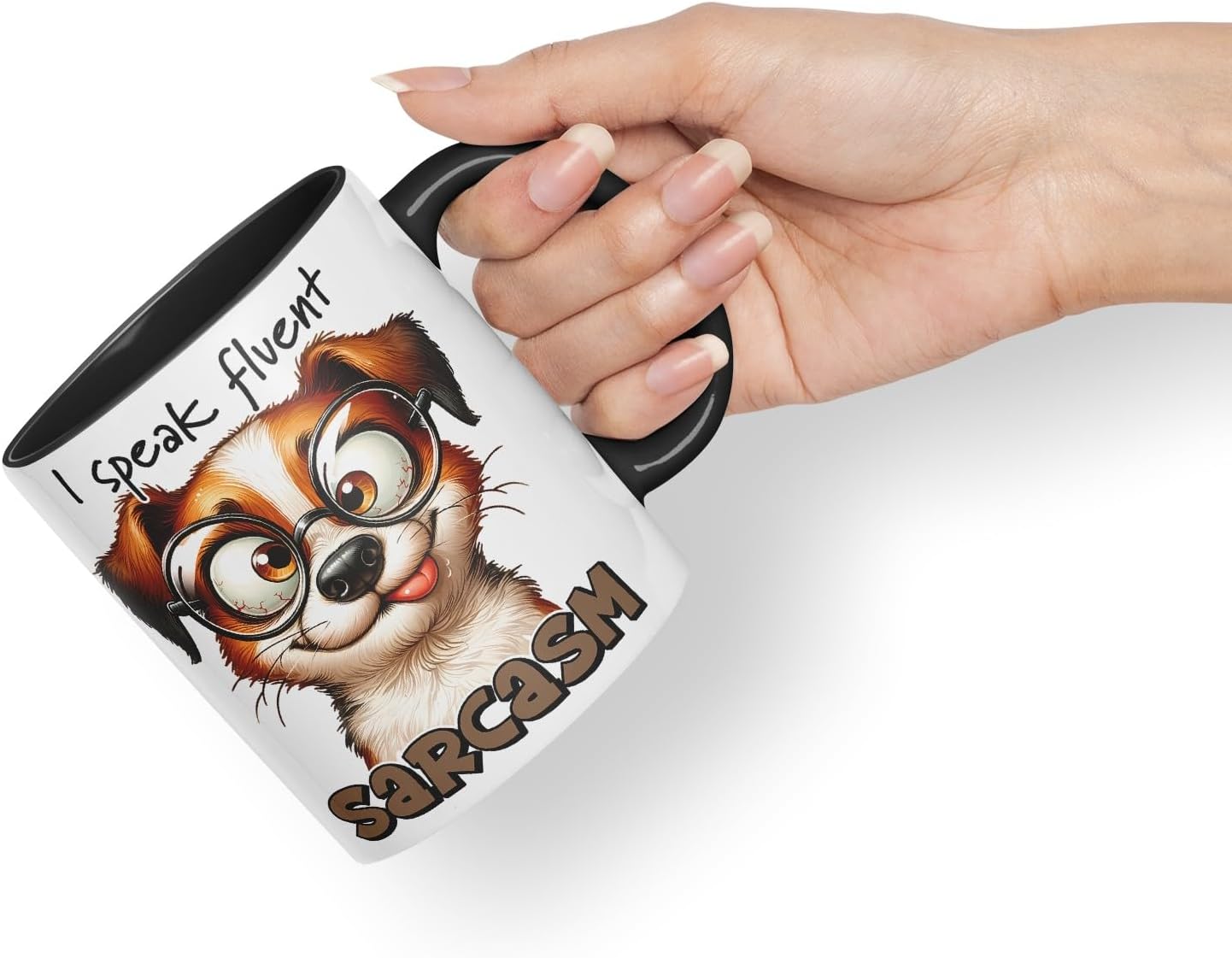 Vixar I Speak Fluent Sarcasm Coloured Ceramic Mug Cup 11oz Funny Sarcastic Gift (Black)