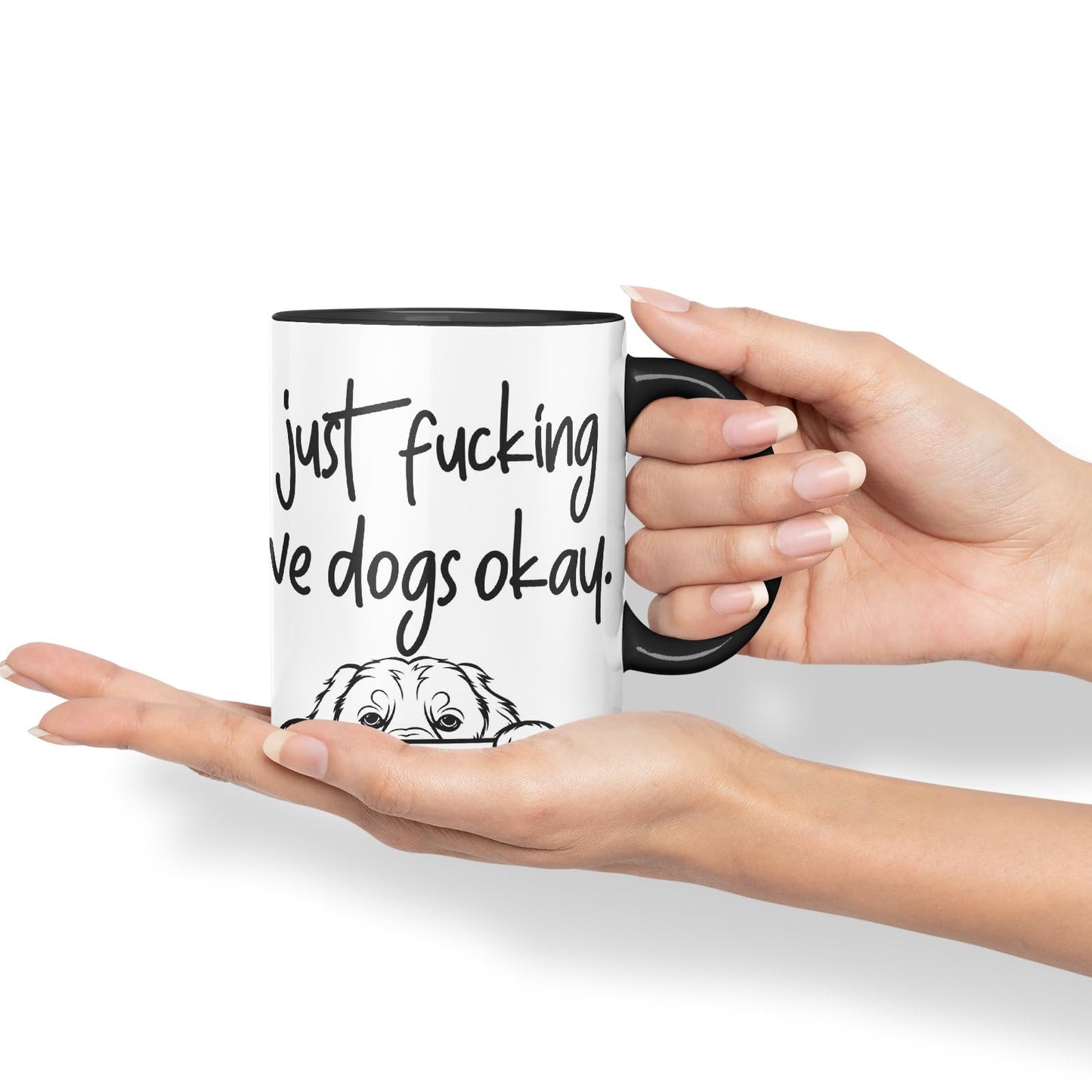 Vixar I just f_ucking Love Dogs Okay, Hidden, Hiding Dog cat Joke sarkasm Ceramic Coloured Mug Cup for Tea Coffee Hot Brew 330ml 11Oz Gift V1